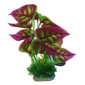 Betta 8" Green & Pink Plastic Plant x1 *Pk change*